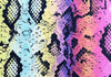 FABRIC REMNANT - Bright Rainbow Snake Skin Print Cotton Fabric - 1m Length