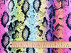 FABRIC REMNANT - Bright Rainbow Snake Skin Print Cotton Fabric - 1m Length