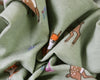 Soft Jersey Fabric - Cute Deer & Fox Sage Green Cotton Stretch Clothing Fabric