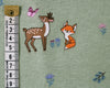 Soft Jersey Fabric - Cute Deer & Fox Sage Green Cotton Stretch Clothing Fabric