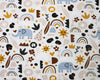 Soft Jersey Fabric - Cute Happy Elephant Cream Cotton Stretch Clothing Fabric