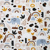 Soft Jersey Fabric - Cute Happy Elephant Cream Cotton Stretch Clothing Fabric