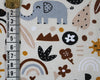 Soft Jersey Fabric - Cute Happy Elephant Cream Cotton Stretch Clothing Fabric