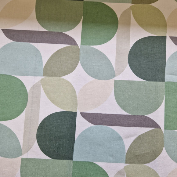 Half Panama Cotton Canvas - Spira Green Abstract Floral Print - Craft Upholstery Fabric