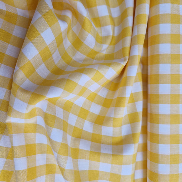 Yellow & White Gingham Fabric 1/3