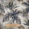 Cotton Canvas Fabric - Green Tropical Leaves on Taupe