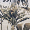 Cotton Canvas Fabric - Green Tropical Leaves on Taupe