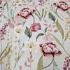 Cotton Canvas Fabric - Pink White & Yellow Floral Design on Cream Ecru