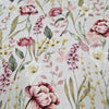 Cotton Canvas Fabric - Pink White & Yellow Floral Design on Cream Ecru