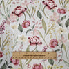 Cotton Canvas Fabric - Pink White & Yellow Floral Design on Cream Ecru