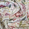 Cotton Canvas Fabric - Pink White & Yellow Floral Design on Cream Ecru
