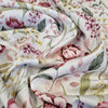 Cotton Canvas Fabric - Pink White & Yellow Floral Design on Cream Ecru