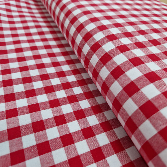 Red & White Gingham Fabric 1/3