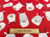 Christmas Panama Fabric - Cute Reindeer Red - Xmas Craft Upholstery Fabric