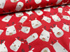 Christmas Panama Fabric - Cute Reindeer Red - Xmas Craft Upholstery Fabric