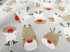 Christmas Panama Fabric - Cute Reindeer Grey - Xmas Craft Upholstery Fabric