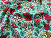 FABRIC REMNANT - Turquiose Floral Sugar Skulls Cotton Fabric - 1.5m Length