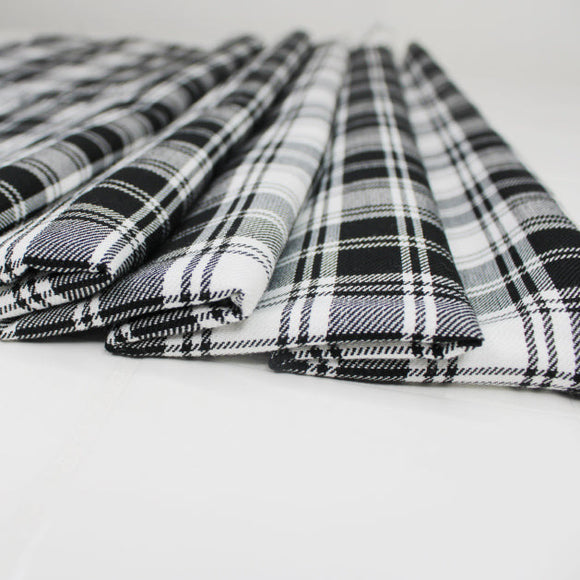Black & White Tartan Check Polyviscose Fabric