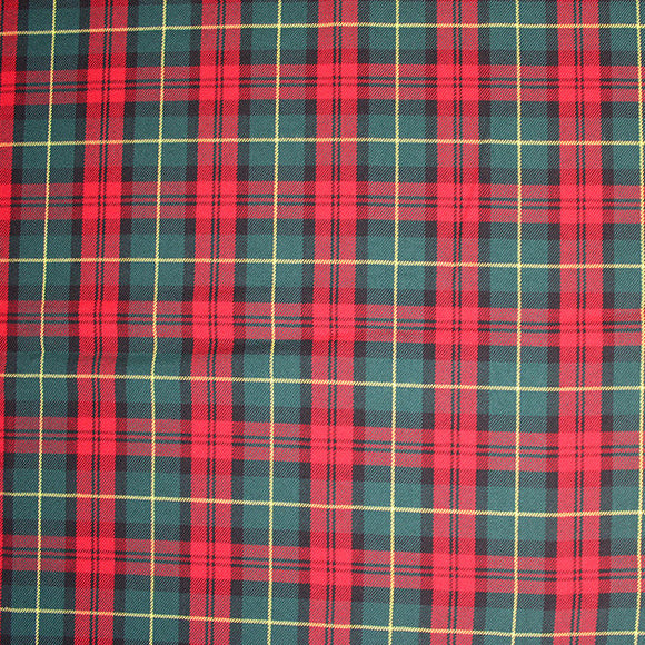 Red & Green Irish Tartan Check Polyviscose Fabric