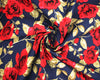 100% Cotton - Country Rose on Navy Blue - Floral Print Craft Fabric Material