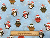 Polycotton Fabric - Winter Penguins on Blue - Craft Fabric Material