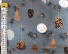 Contemporary Christmas Fabric - Rose Gold Baubles on Grey - Craft Fabric