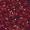 Christmas Fabric - Contemporary Reindeers on Wine Red - Craft Fabric Material