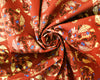 Christmas Fabric - Floral Christmas Baubles on Rust Red - Craft Fabric Material