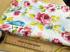 FABRIC REMNANT - Pretty Blue Bird & Pink Rose Floral Canvas Fabric - 0.5m Length