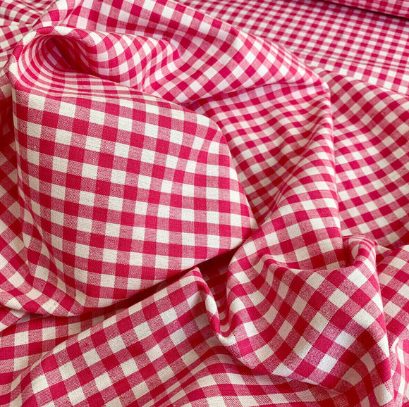 Cotton Fabric - Cerise Pink & White 1/4