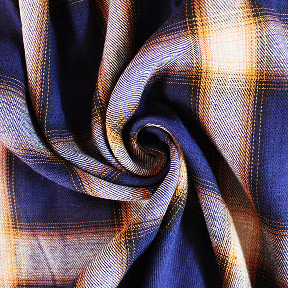 Soft Brushed Polycotton Fabric - Royal Blue Tartan Check Jacquard Fabric Material