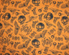 Halloween Fabric - Orange Black Skulls & Spiders - Polycotton Craft Fabric