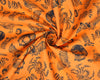 Halloween Fabric - Orange Black Skulls & Spiders - Polycotton Craft Fabric