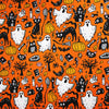 Halloween Fabric - Spooky Ghosts & Cats on Orange - Polycotton Craft Fabric