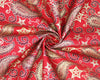 Christmas Fabric Metallic Gold Paisley on Red Craft Fabric