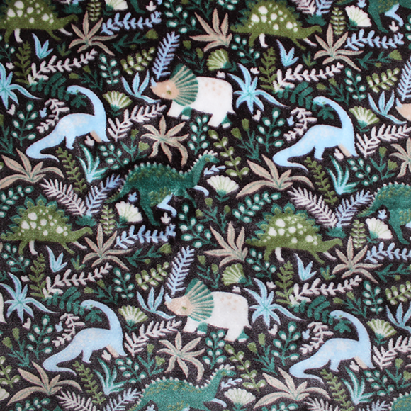 Cuddle Fleece Fabric - Jungle Dinosaur Print