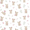 Children's Fabric - Ivory Sweet Bunny & Pink Floral - Organic Cotton Craft Fabric