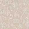 Linen Look Canvas Fabric - White Leaf Print - Upholstery Cushion Curtain Craft Fabric