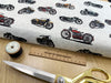 100% Cotton - Live to Ride - Classic Motorbikes on Cream - Nutex Fabric