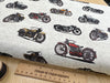 100% Cotton - Live to Ride - Classic Motorbikes on Cream - Nutex Fabric