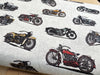 100% Cotton - Live to Ride - Classic Motorbikes on Cream - Nutex Fabric