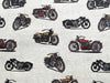 100% Cotton - Live to Ride - Classic Motorbikes on Cream - Nutex Fabric