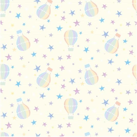 Nutex Fabric - Cute New Baby Nursery Balloons - Quilting Craft Fabric Material