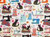 100% Cotton - Purrfect Stitches - Cute Cats & Sewing Machines - Nutex Fabric