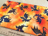 100% Cotton - Fire & Fury Dragons Orange - Nutex Fabric