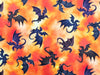 100% Cotton - Fire & Fury Dragons Orange - Nutex Fabric