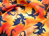 100% Cotton - Fire & Fury Dragons Orange - Nutex Fabric