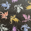 100% Cotton - Fire & Fury Dragons Black - Nutex Fabric