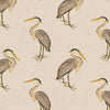 Linen Look Canvas Fabric - Heron Bird Print - Upholstery Cushion Curtain Craft Fabric