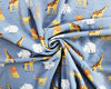 Soft Jersey Fabric - Jungle Safari Animals Blue Cotton Stretch Clothing Fabric